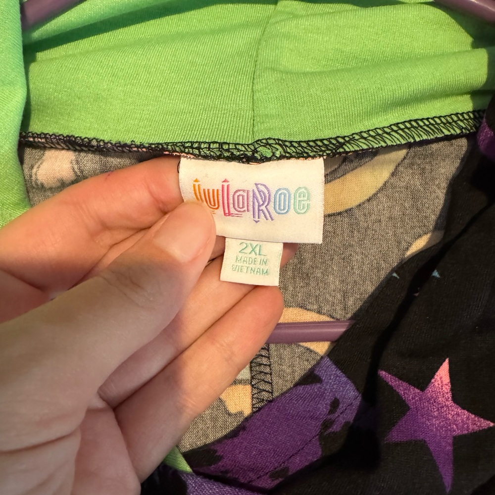 LuLaRoe Halloween Themed Hoodie - Black with Multicolor Print - Picture 2 of 2